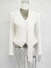 Striped Print V-neck Ribbon Suit Coat For Women Long Sleeve Buttons Office Lady Top Elegant Female Blazer Outwear