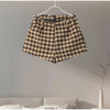 Retro Suede Coats High-waist Shorts Set Women's Plaid Full Sleeves Short Zipper Jackets Autumn Winter Ladies Outwear