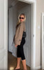 Plaid Cropped Trench Coat Women Chic Lapel Double Breasted Belted Waist Tie Long Sleeve Jacket Fall Windbreaker Outerwear