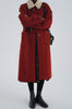 Lamb Wool Collar Duffle Coat Women Long Wool-Like Overcoat Elegant Loose Fit Warm Winter Outerwear Clothing