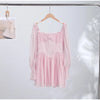 Solid Ruffle Mini Dress U Neck Long Puff Sleeve Tie Neck Tiered Hem Sweet Style Gown Soft Pastel Tones Chic Women Outfit