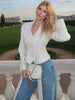 Women Elegant Striped Blazer Top Scarf Lace Up Patchwork Blazers Female Street Casual Commuting Jackets Coats