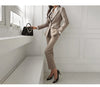 Korean Autumn Winter 3 Pieces Set Women Contrast Blazer + Vest And Simple Pants Casual Simple Office Lady Pants Suit