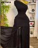 Women One Shoulder Skew Neck High Split Pleated Hem Bodycon Long Maxi Dress Evening Sexy Club Party Dresses Vestido