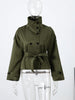 Autumn Stand Collar Trench Coats For Women Long Sleeve Belt Double Breasted Jacket Lady High Street Chic Outerwear