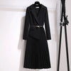 Spring Autumn Women's Dresses Suit Collar Stitching Fake Two-Piece Elegant Lady Office Long Dress Vestidos