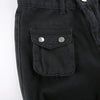 Metal Button High Waisted Straight Leg Jeans Drop Crotch Trousers Streetwear Hip Hop Y2K Cargo Denim Pants for Women