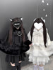 Winter Japanese Lolita Cloak Overcoat Women Design Bow Hooded Patchwork Kawaii Cope Coat Harajuku Warm Sweet Fur Collar Coat