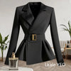 Women's Blazer Jacket Spring Autumn Slim Black Office Ladies Outerwear Solid Color Casual Female Suit Coat