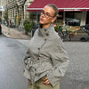 Plaid Women's Outerwear Lapel Double Breasted Trench Coat Belted Raglan Sleeve Jacket French Vintage Style Daily Wear