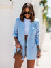 Blazer women casual Autumn Winter Long-sleeved double-breasted solid color long blazer women's clothing