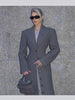 Women's Long Coat Slim V Neck Single Breasted Overcoats Shoulder Pad Maxi Jackets with Belt Winter Lady Commute Outwear