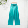 Loose Glossy Satin Solid Sports Jacket Pants Sets Women Stand Zipper Long Sleeve Coats Drawstring Wide Leg Pant Spring Suit