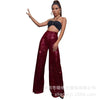 Women's Solid Color Wide-leg Pants Casual Elegant Black Sequins Holiday For Women Long Pant Womens Clothing
