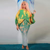 Elegant Women Pleated Patchwork Double Wear Batwing Long Sleeve V-neck Bodycon Midi Maxi Long Dresses Vestidos