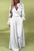 Women Plus Size Satin Two Piece Pant Set 3D Floral Sexy V-Neck Elegant Long Sleeve Top and Wide Leg Pant Matching Set
