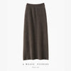 100% Merino Wool Skirt Women's Elastic Waist Cashmere Striped Skirts Office Lady Knitted Simple Dress Thickening Autumn Winter