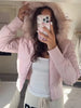 Faux Fur Hooded Cotton Jacket For Women Elegant Long Sleeve Zipper Coat Female Autumn Winter Warm Thicken Outerwear