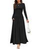 Autumn Women Long Sleeve Maxi Dress Comfortable Fit Ruched Detail Multi Color for Casual Everyday Wear