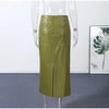 Chic Stand Collar Leather Long Skirt Sets Women Long Sleeve Jackets Spliced Solid Skirts Autumn Lady Y2k Outfits Dress