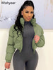 Winter Thick Warm Cotton Down Jacket Women Clothing Gray Zipper Short Puffer Parkas Coats Outwear Female Crop Tops Streetwear