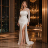 Lace Plus Size Mermaid Wedding Maxi Gown One Shoulder Sheer Slit Train Formal Dress Women Evening Prom Wedding Guest Dress