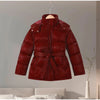 Shiny Stylish Women's Winter Jackets Hooded Waist-Defining Belt Thicken Pockets Full Sleeve Padded Coats Lady Jacket For Women
