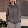 Autumn Winter Korean Button Hooded Knitting Cardigan Women's Sweater Jacket Loose Sweater Coat Ladies Tops