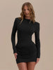 Long Sleeve Ruched Sexy Mini Dress Women Autumn Winter Elegant High Waist Bodycon Club Party Dresses Female