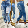 Jeans Women Stylish Monogrammed Slashed Marabou Chino Jeans Casual Length Trousers Plus Size Pants For Female