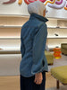 Women's Denim Lace Up Jacket Lapel Neck Waist Cinching Button Front Long Sleeve Coat Spring Femlae Casual Daily Outerwear