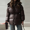 Thicken Cotton Jackets Women High Neck Long Sleeves Zipper Drawstring Warm Coats Female Winter Solid Loose Outwears