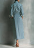 Autumn Striped Print Shirt Dress For Women Casual Turn Down Collar Color Blocking Pocket Long Dresses Graceful Robe