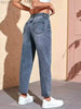 Classic Mid-Rise Cone-Shaped Jeans, Women's Medium Blue Jeans, Washed Denim Casual Pants, Comfortable and Versatile for Daily We