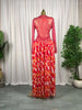 Women Long Sleeve Tie Dye Print O-neck Big Swing Midi A-line Long Maxi Dress Elegant Evening Birthday Party Dresses