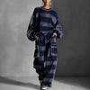 Retro Contrast Plaid Print Sportswear Set Woman Casual O Neck Top Sweatshirt+Wide Leg Pants Outfit Autumn Long Sleeve 2pcs Suits