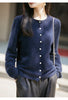 Winter Women's Clothing Tops Brushed Wool Cardigans O Neck Yellow Warm Causal Sweater Soft Solid Knitted Coats B1713005