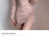 Sexy Style Low Vut V-neck Pleated Dress For Women Spring Autumn Slimming Buttocks Long Sleeved Pink Mini Hip Wrap Dresses