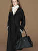 Womens British Trench Coat Contrast Cuff Stand Collar Heritage Workwear Style Pink Black Khaki Short Long Trench Coat