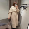 Women's Jacket Outerwear Scarf Collar Solid Long Sleeve Coat Loose Asymmetric Draped Jacket Elegant Casual Street Coat Ladies