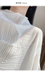 Women's Pleated Dress Elastic Loose Three Quarter Sleeve Stand Collar Dresses With Irregular Pleats2DB8596