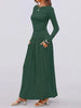 Autumn Women Long Sleeve Maxi Dress Comfortable Fit Ruched Detail Multi Color for Casual Everyday Wear