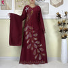 African Clothes Women Dashiki Dress Chiffon Abaya Long Sleeves Dress Islamic Casual Clothing Women Diamond Muslim Long Dress