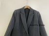 Woman 2025FW Grey Herringbone Wool Blazer Lapel Collar with Letters Embroidered Front Buttons Sides Pockets Long Sleeved Suits