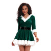 Women Half Sleeve Solid Ladies Santa Claus Xmas Theme Costume Cosplay Outfit Waistbelt Fancy Christmas Dress