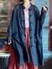 Spring Retro Print Ramie Loose Women Thin Wind Coats Leisure Long Trench Vintage Chinese Style Coat