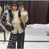 Retro Faux Fur Short Coat Women Elegant Casual Plush Lapel Single Breasted Coats Female Winter Classic Chic Street Outwear