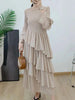 Spring Ruffles Pleated Dress Women Round Neck Flare Sleeves Loose Chic Long Length Female Party Clothes 2DA3391