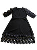 Plus Size Flared Dress with Dots Decor Women Long Black O-neck Perspective Dot Loose Dresses Elegant Casual Daily Wear