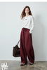 Women's Soft Cotton Curved Leg Long Pants Fall High Waist Drawstring Loose Wide Leg Pear Shape Friendly